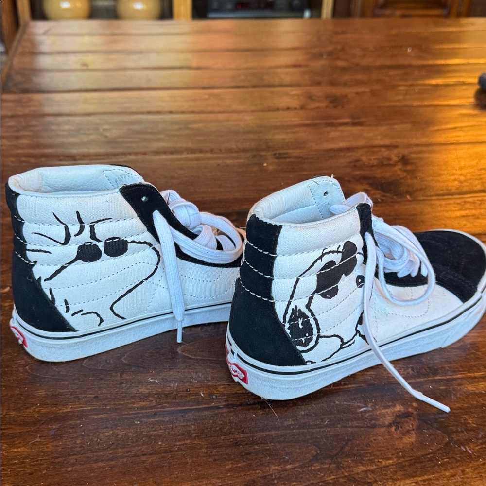 Vans Black and White Snoopy High-Top Sneakers